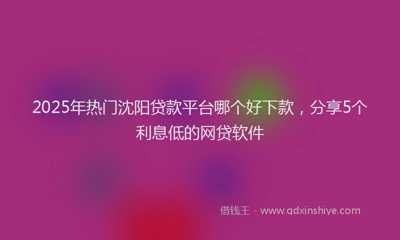 2025年热门沈阳贷款平台哪个好下款，分享5个利息低的网贷软件