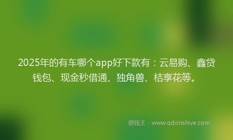 2025年的有车哪个app好下款有：云易购、鑫贷钱包、现金秒借通、独角兽、桔享花等。