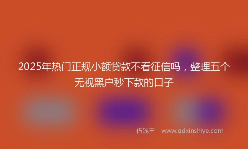 2025年热门正规小额贷款不看征信吗，整理五个无视黑户秒下款的口子