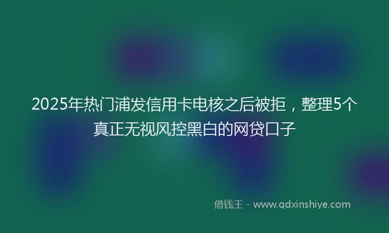 2025年热门浦发信用卡电核之后被拒，整理5个真正无视风控黑白的网贷口子