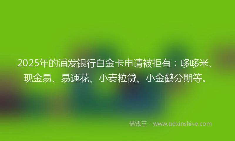 2025年的浦发银行白金卡申请被拒有：哆哆米、现金易、易速花、小麦粒贷、小金鹤分期等。