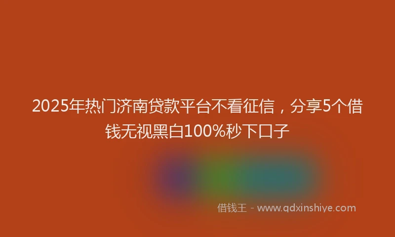 2025年热门济南贷款平台不看征信,分享5个借钱无视黑白100%秒下口子