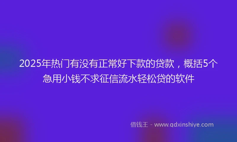 2025年热门有没有正常好下款的贷款,概括5个急用小钱不求征信流水轻松贷的软件