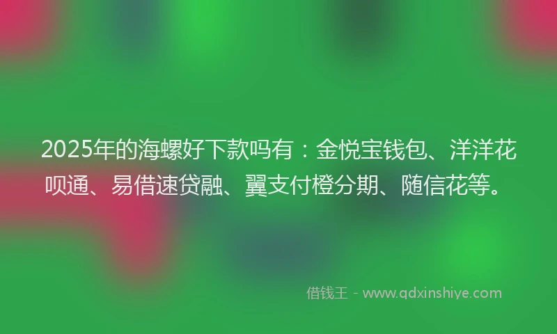2025年的海螺好下款吗有：金悦宝钱包、洋洋花呗通、易借速贷融、翼支付橙分期、随信花等。