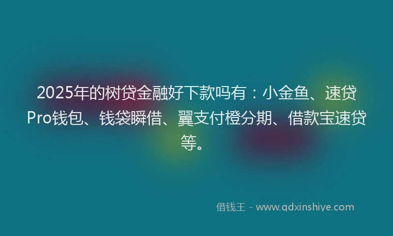 2025年的树贷金融好下款吗有：小金鱼、速贷Pro钱包、钱袋瞬借、翼支付橙分期、借款宝速贷等。
