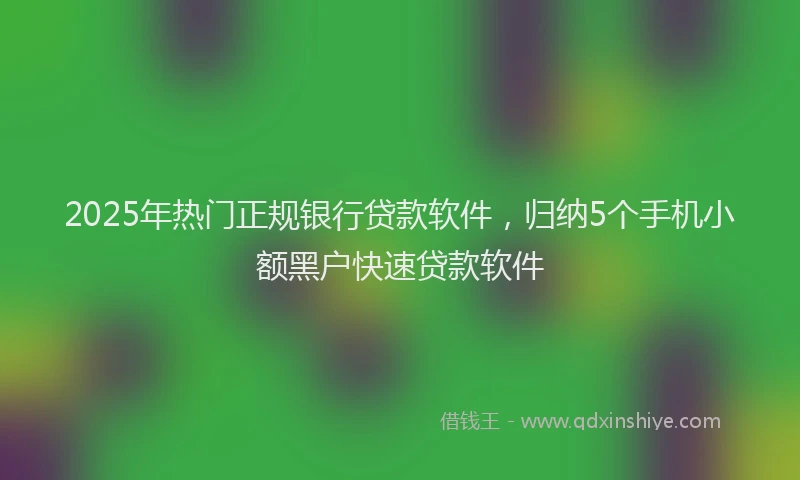 2025年热门正规银行贷款软件，归纳5个手机小额黑户快速贷款软件