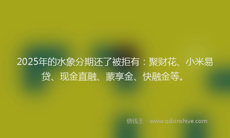2025年的水象分期还了被拒有：聚财花、小米易贷、现金直融、蒙享金、快融金等。