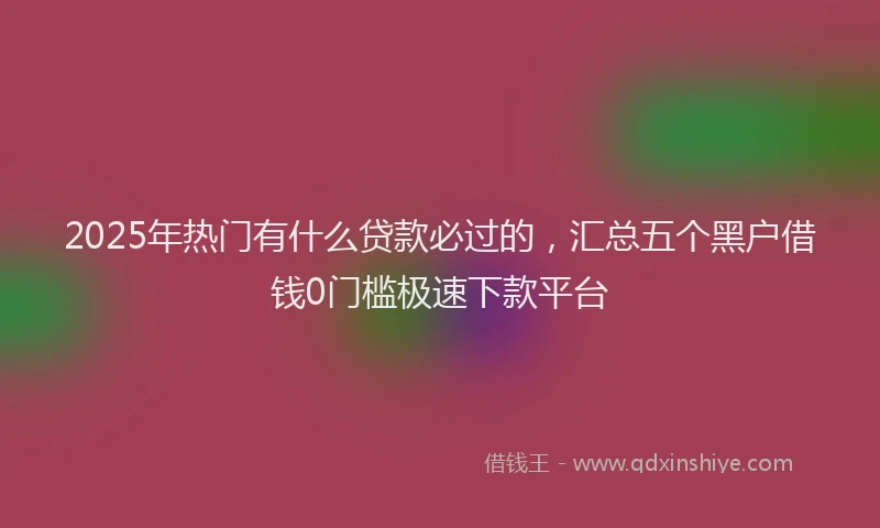 2025年热门有什么贷款必过的，汇总五个黑户借钱0门槛极速下款平台