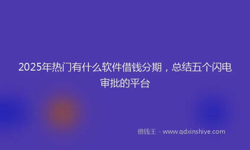 2025年热门有什么软件借钱分期，总结五个闪电审批的平台