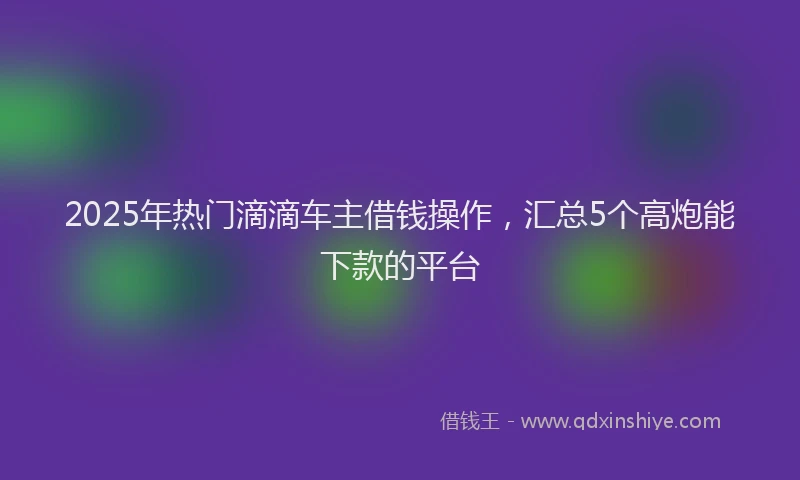 2025年热门滴滴车主借钱操作，汇总5个高炮能下款的平台