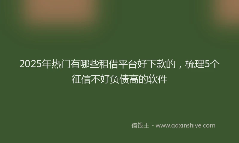 2025年热门有哪些租借平台好下款的，梳理5个征信不好负债高的软件