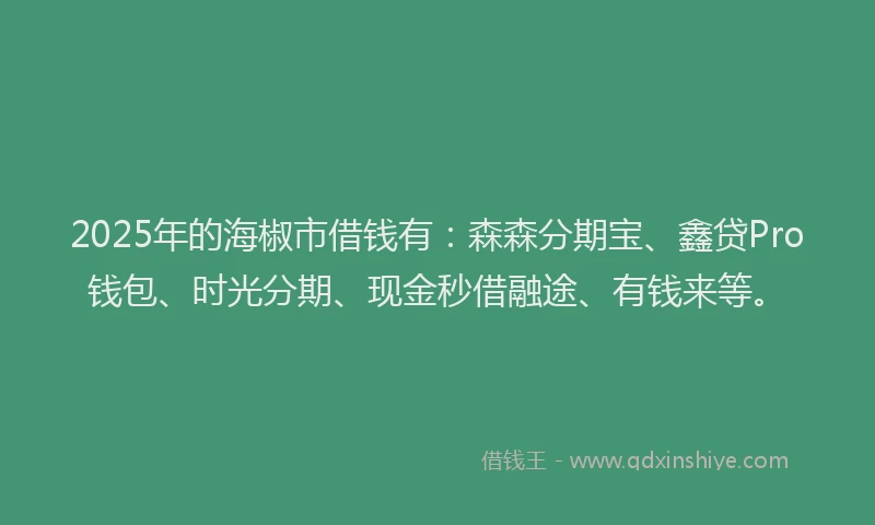 2025年的海椒市借钱有：森森分期宝、鑫贷Pro钱包、时光分期、现金秒借融途、有钱来等。