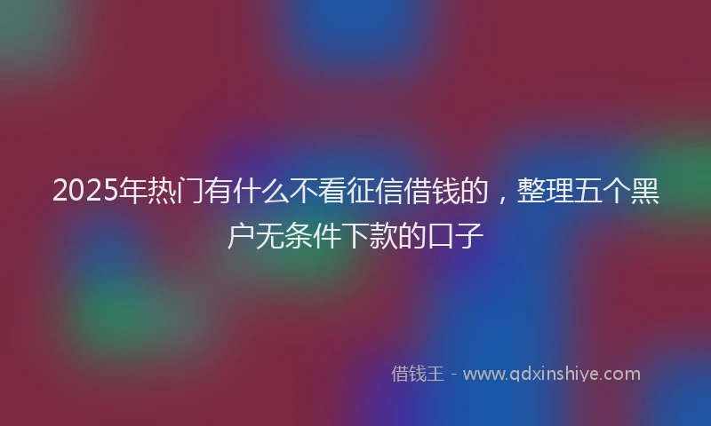 2025年热门有什么不看征信借钱的，整理五个黑户无条件下款的口子