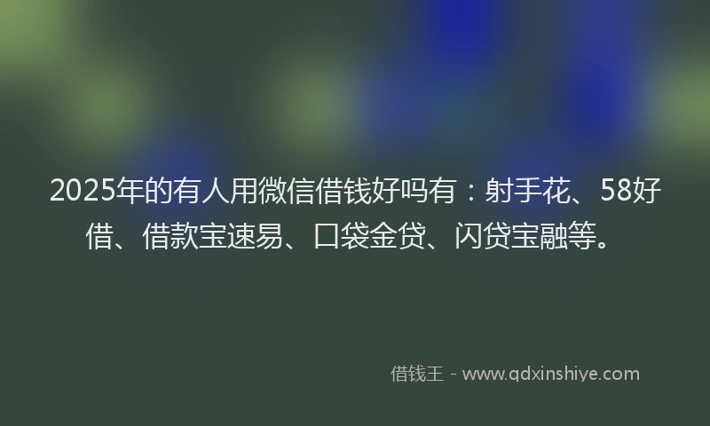2025年的有人用微信借钱好吗有：射手花、58好借、借款宝速易、口袋金贷、闪贷宝融等。