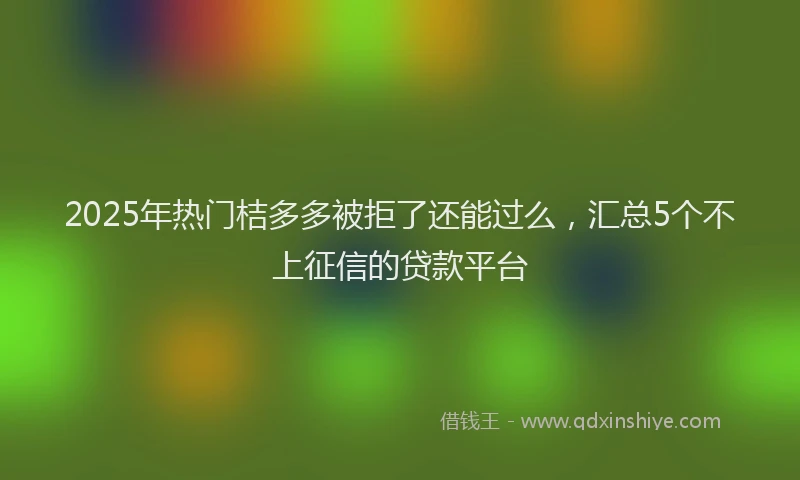 2025年热门桔多多被拒了还能过么，汇总5个不上征信的贷款平台