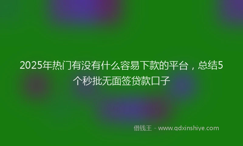 2025年热门有没有什么容易下款的平台，总结5个秒批无面签贷款口子