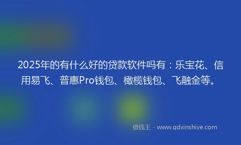 2025年的有什么好的贷款软件吗有：乐宝花、信用易飞、普惠Pro钱包、橄榄钱包、飞融金等。