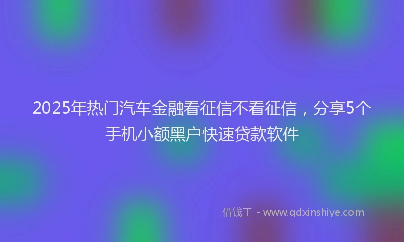 2025年热门汽车金融看征信不看征信，分享5个手机小额黑户快速贷款软件