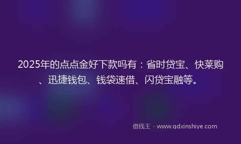 2025年的点点金好下款吗有：省时贷宝、快莱购、迅捷钱包、钱袋速借、闪贷宝融等。