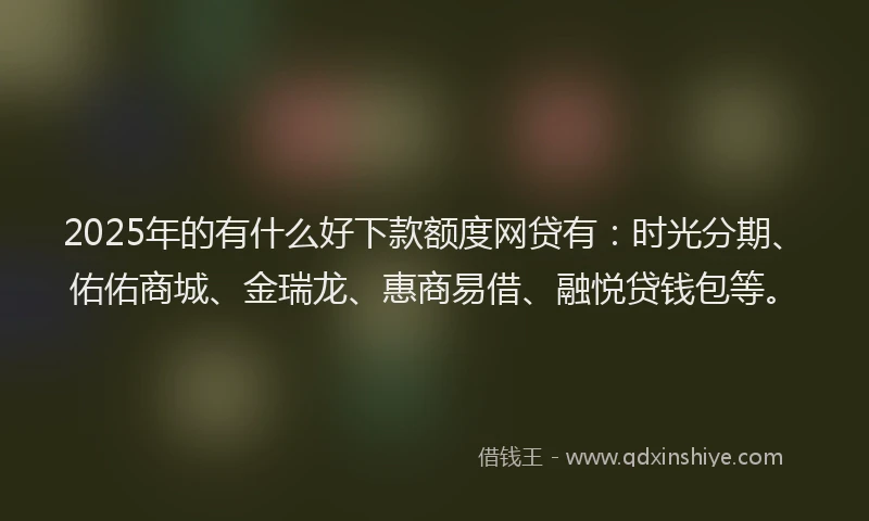 2025年的有什么好下款额度网贷有：时光分期、佑佑商城、金瑞龙、惠商易借、融悦贷钱包等。