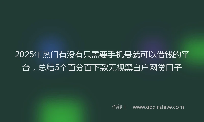 2025年热门有没有只需要手机号就可以借钱的平台,总结5个百分百下款无视黑白户网贷口子