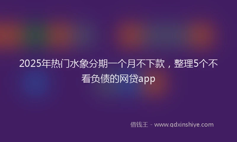 2025年热门水象分期一个月不下款，整理5个不看负债的网贷app