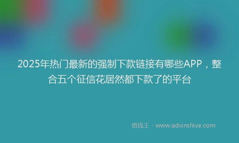 2025年热门最新的强制下款链接有哪些APP，整合五个征信花居然都下款了的平台