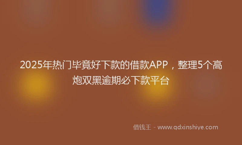 2025年热门毕竟好下款的借款APP，整理5个高炮双黑逾期必下款平台