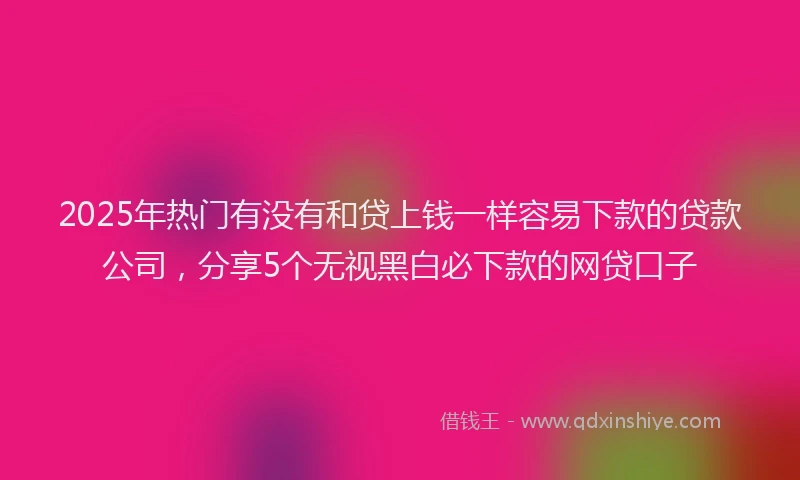 2025年热门有没有和贷上钱一样容易下款的贷款公司，分享5个无视黑白必下款的网贷口子