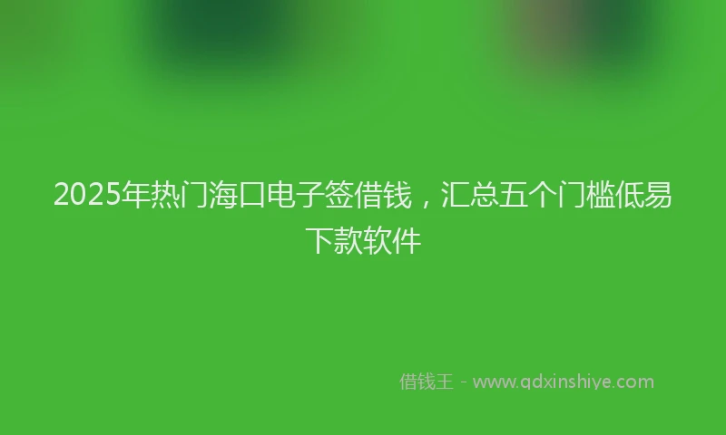 2025年热门海口电子签借钱，汇总五个门槛低易下款软件
