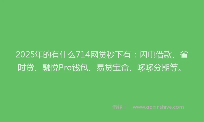 2025年的有什么714网贷秒下有：闪电借款、省时贷、融悦Pro钱包、易贷宝盒、哆哆分期等。