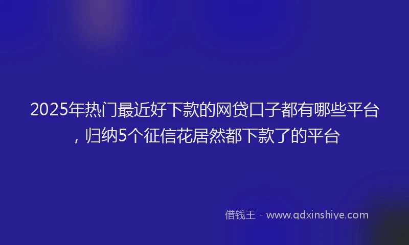 2025年热门最近好下款的网贷口子都有哪些平台，归纳5个征信花居然都下款了的平台