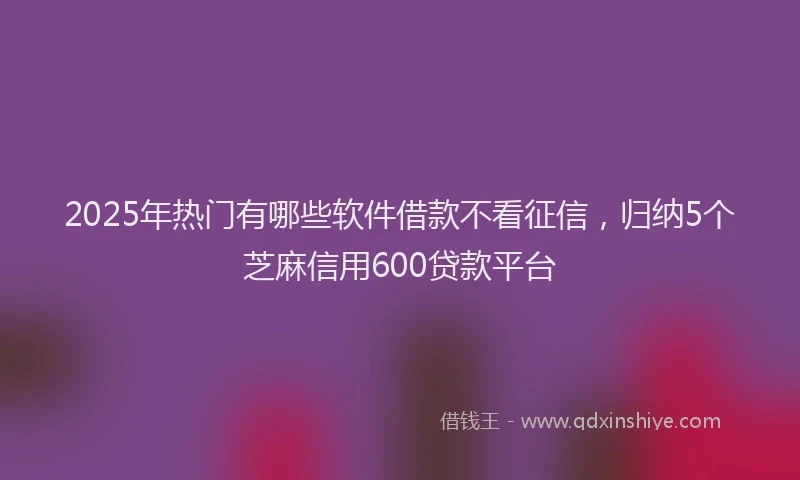 2025年热门有哪些软件借款不看征信，归纳5个芝麻信用600贷款平台
