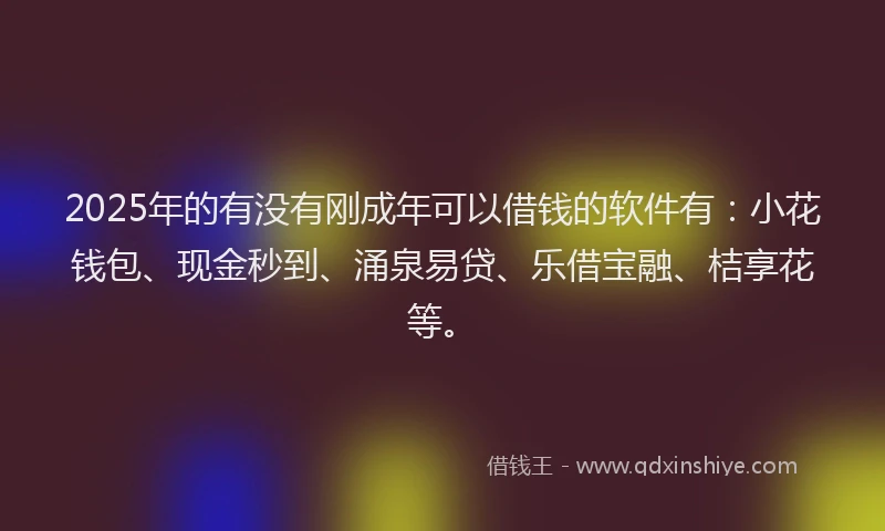 2025年的有没有刚成年可以借钱的软件有:小花钱包、现金秒到、涌泉易贷、乐借宝融、桔享花等。