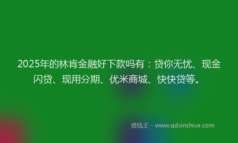 2025年的林肯金融好下款吗有：贷你无忧、现金闪贷、现用分期、优米商城、快快贷等。