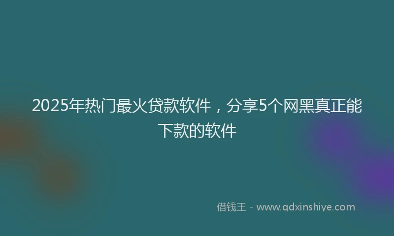 2025年热门最火贷款软件，分享5个网黑真正能下款的软件