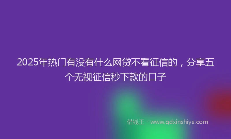 2025年热门有没有什么网贷不看征信的，分享五个无视征信秒下款的口子