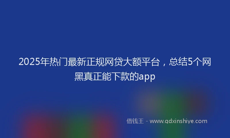 2025年热门最新正规网贷大额平台，总结5个网黑真正能下款的app