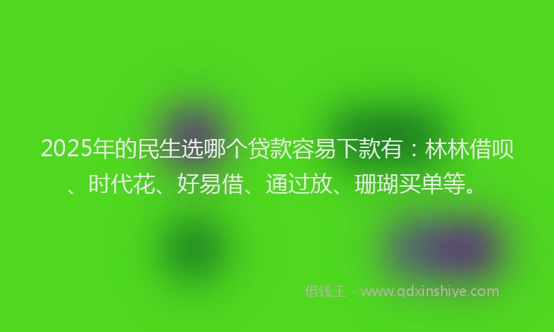 2025年的民生选哪个贷款容易下款有：林林借呗、时代花、好易借、通过放、珊瑚买单等。