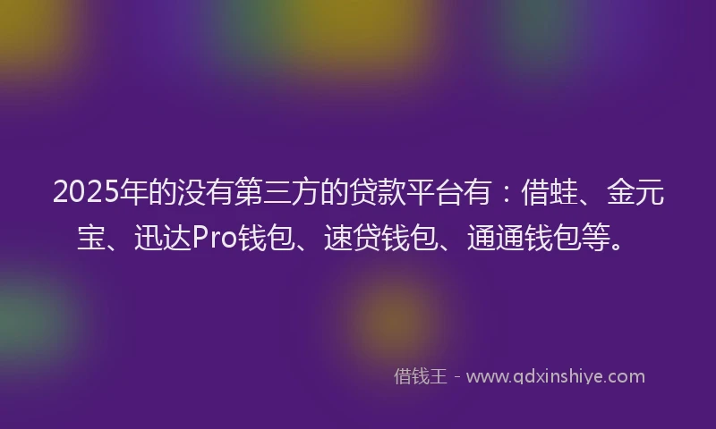 2025年的没有第三方的贷款平台有：借蛙、金元宝、迅达Pro钱包、速贷钱包、通通钱包等。