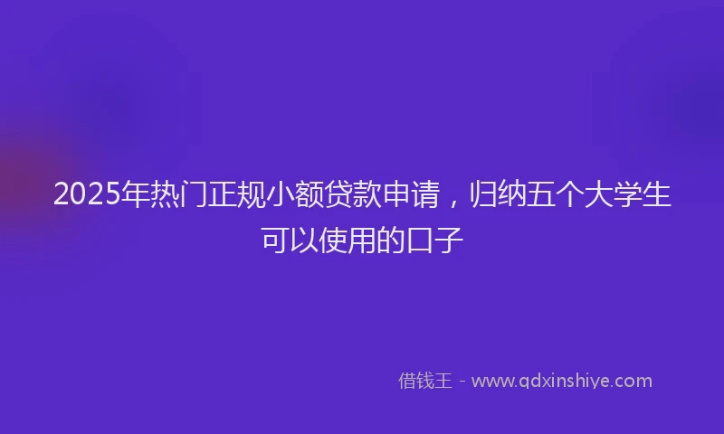 2025年热门正规小额贷款申请，归纳五个大学生可以使用的口子