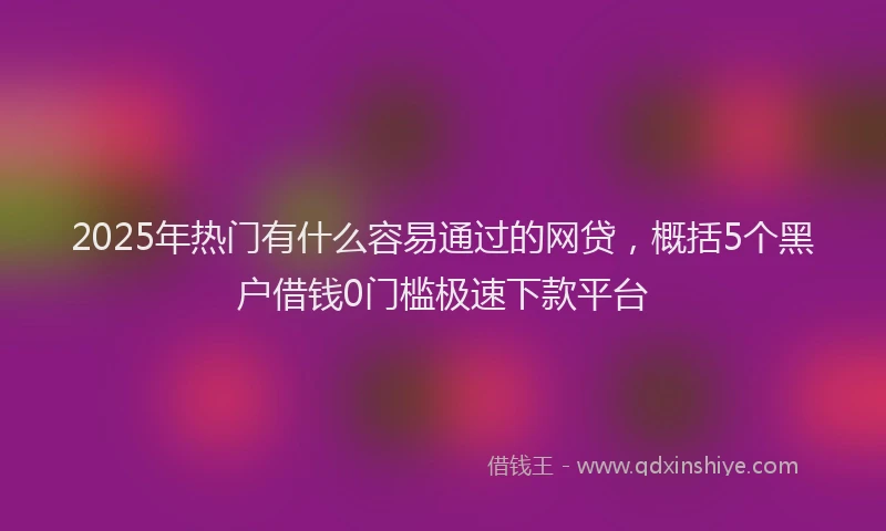 2025年热门有什么容易通过的网贷，概括5个黑户借钱0门槛极速下款平台
