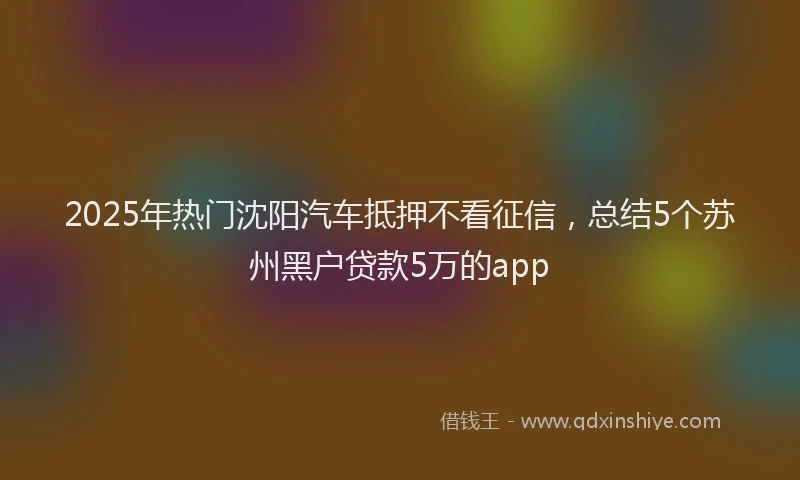 2025年热门沈阳汽车抵押不看征信，总结5个苏州黑户贷款5万的app