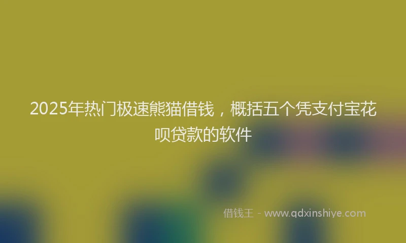 2025年热门极速熊猫借钱，概括五个凭支付宝花呗贷款的软件