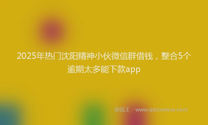 2025年热门沈阳精神小伙微信群借钱，整合5个逾期太多能下款app