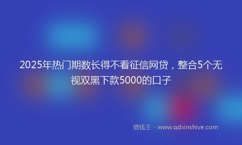 2025年热门期数长得不看征信网贷，整合5个无视双黑下款5000的口子