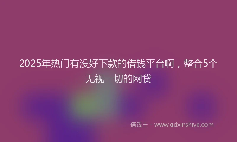 2025年热门有没好下款的借钱平台啊，整合5个无视一切的网贷