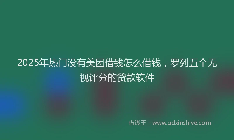 2025年热门没有美团借钱怎么借钱,罗列五个无视评分的贷款软件
