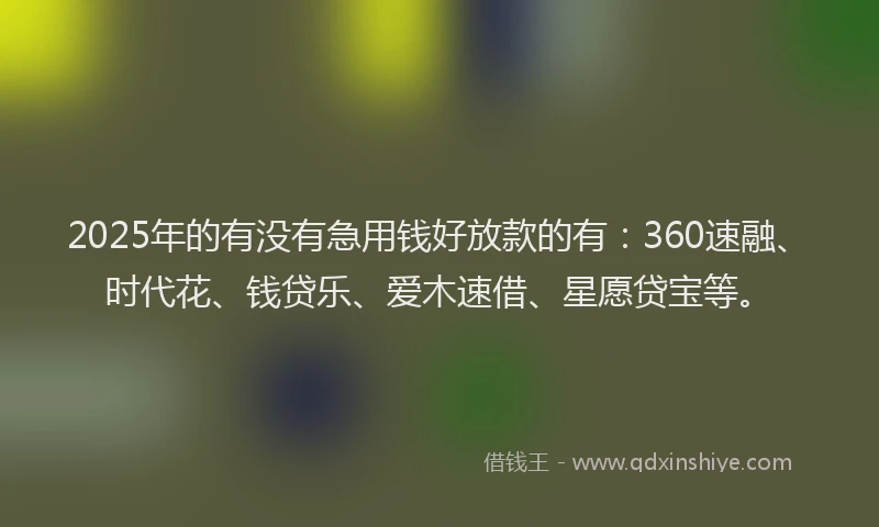 2025年的有没有急用钱好放款的有：360速融、时代花、钱贷乐、爱木速借、星愿贷宝等。