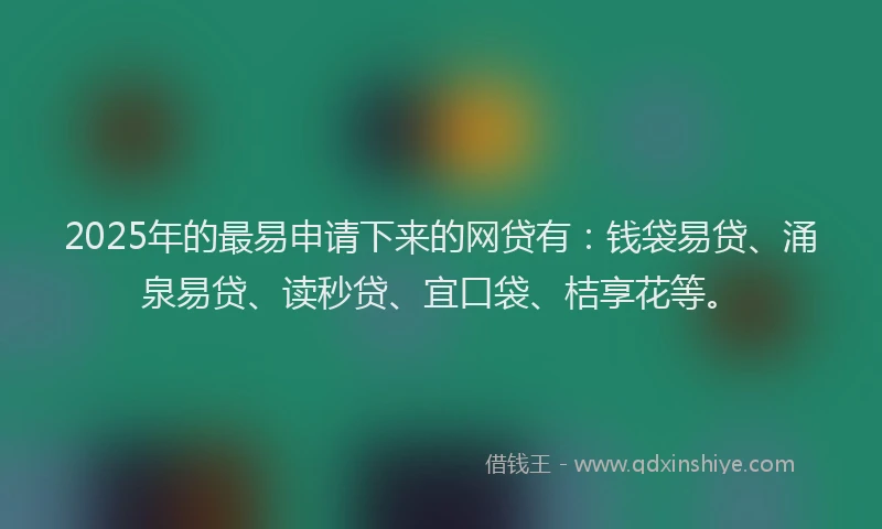 2025年的最易申请下来的网贷有：钱袋易贷、涌泉易贷、读秒贷、宜口袋、桔享花等。